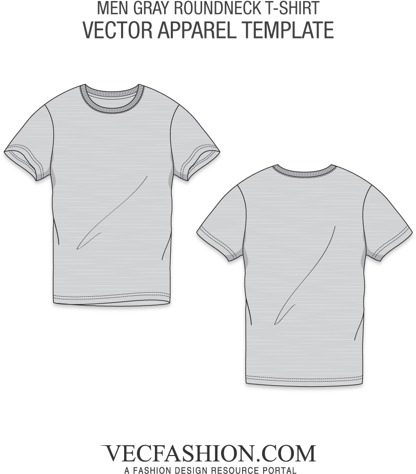 Gray Roundneck Tshirt Vector Template