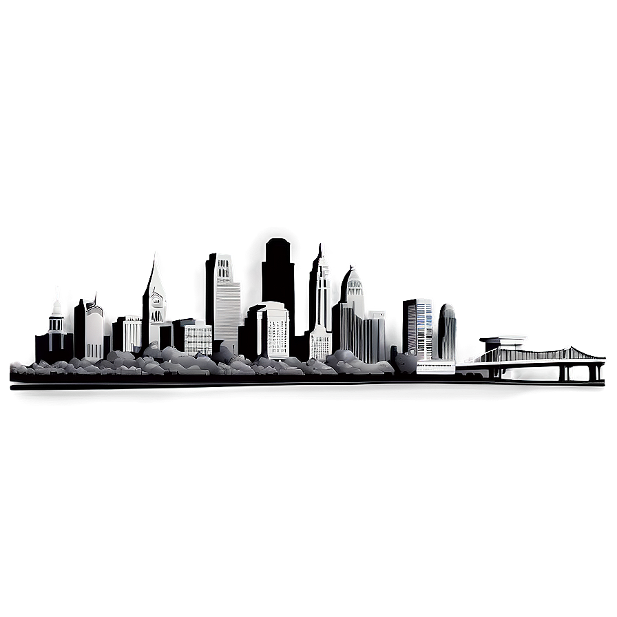 Grayscale Philadelphia Skyline Png 13