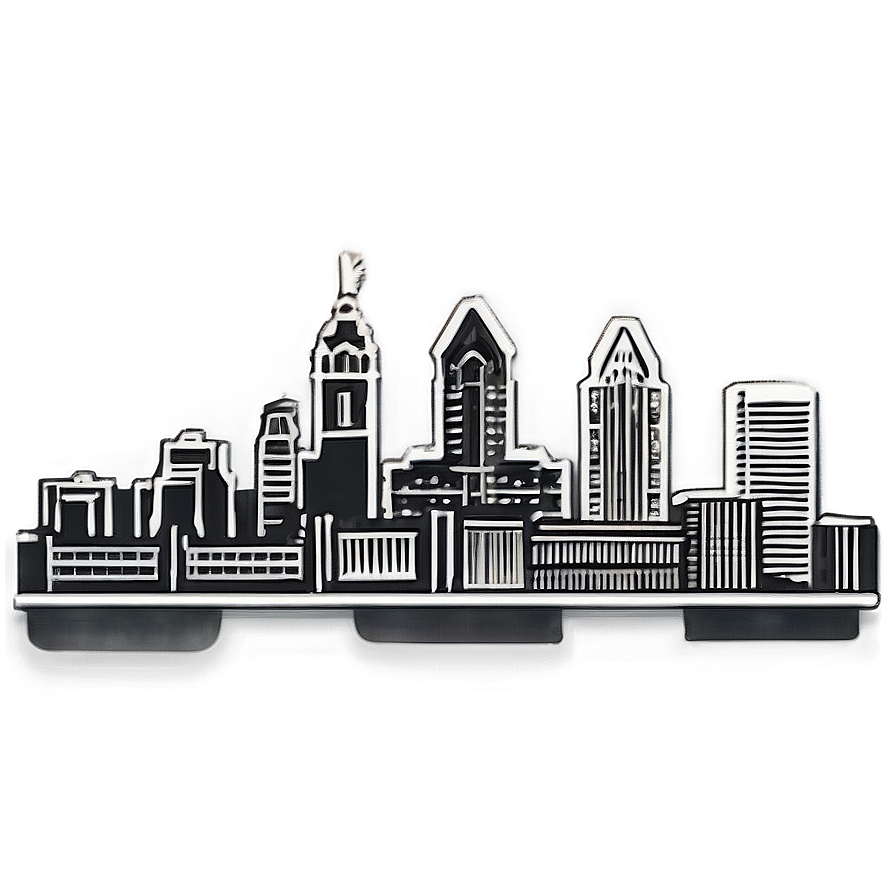 Grayscale Philadelphia Skyline Png Run