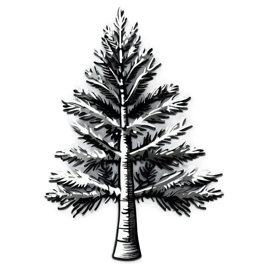 Grayscale Pine Tree Png Ooy