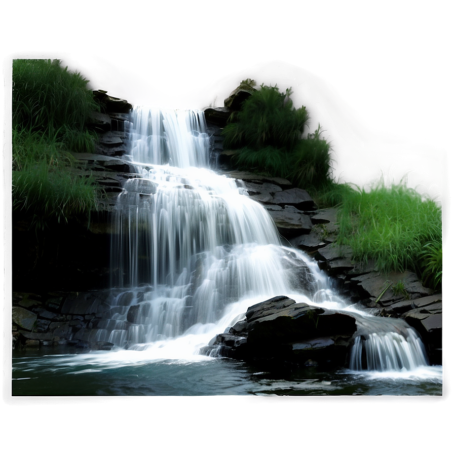 Grayscale Waterfall Scene Png 06252024