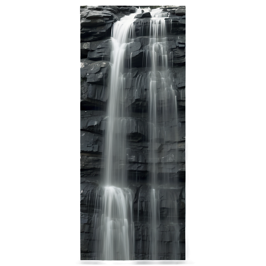 Grayscale Waterfall Scene Png Fga47