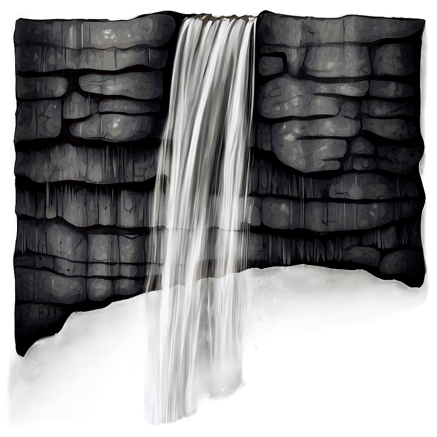 Grayscale Waterfall Scene Png Lax57