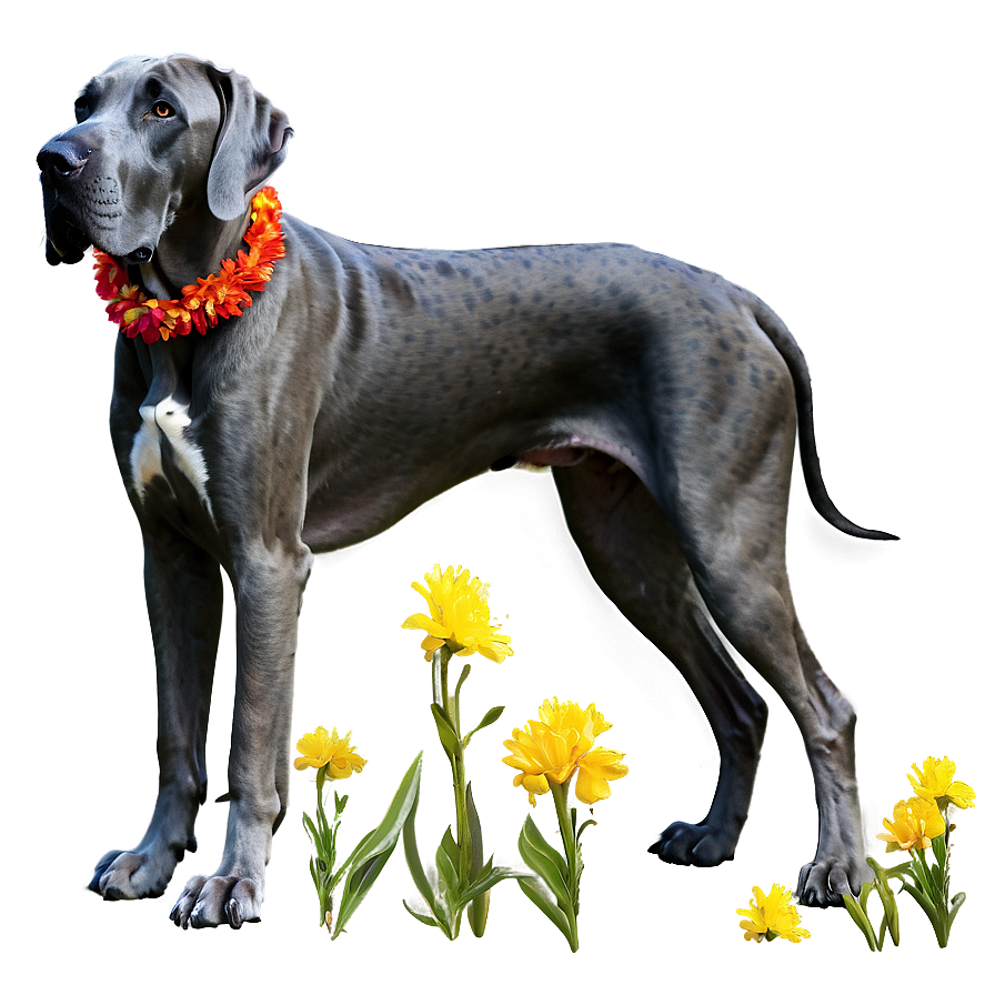 Great Dane With Flowers Png Wmo94