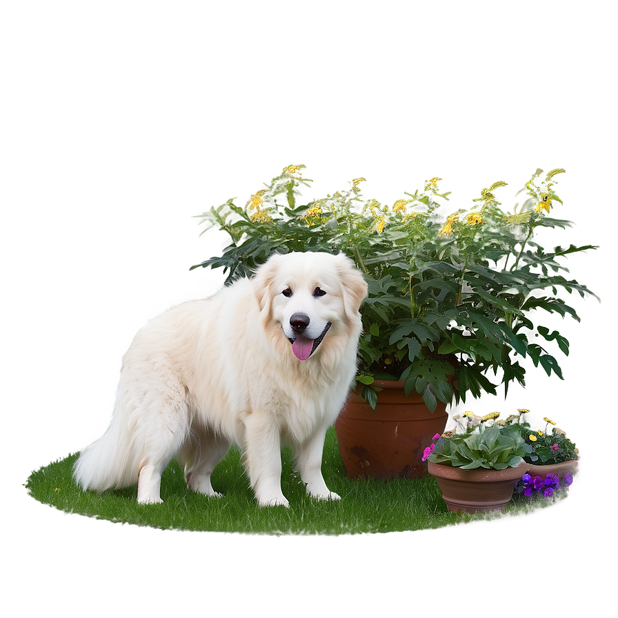 Great Pyrenees In The Garden Png 5