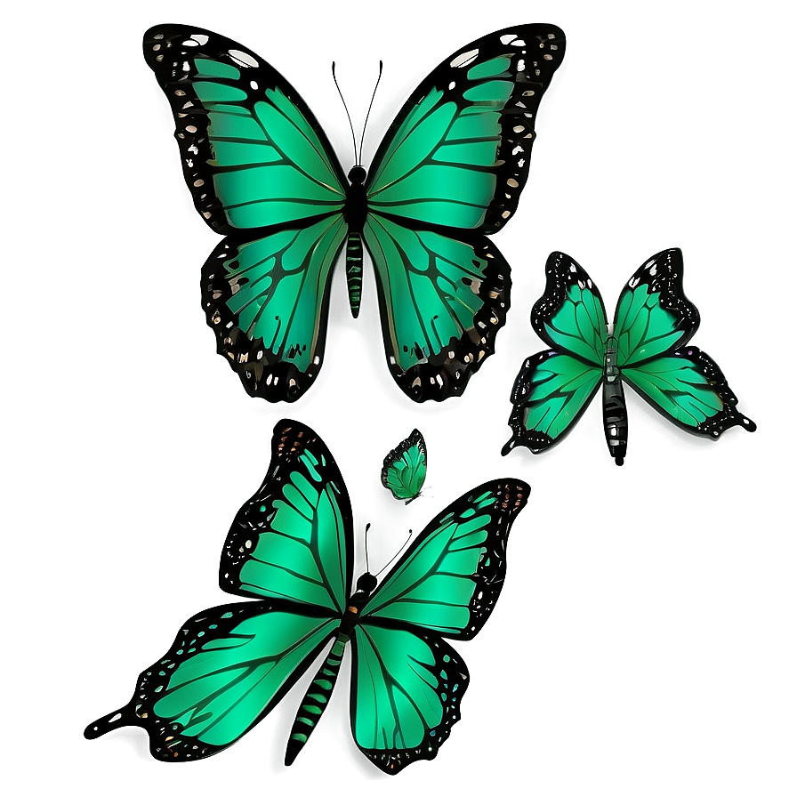 Green And Black Butterfly Design Png Kyy11