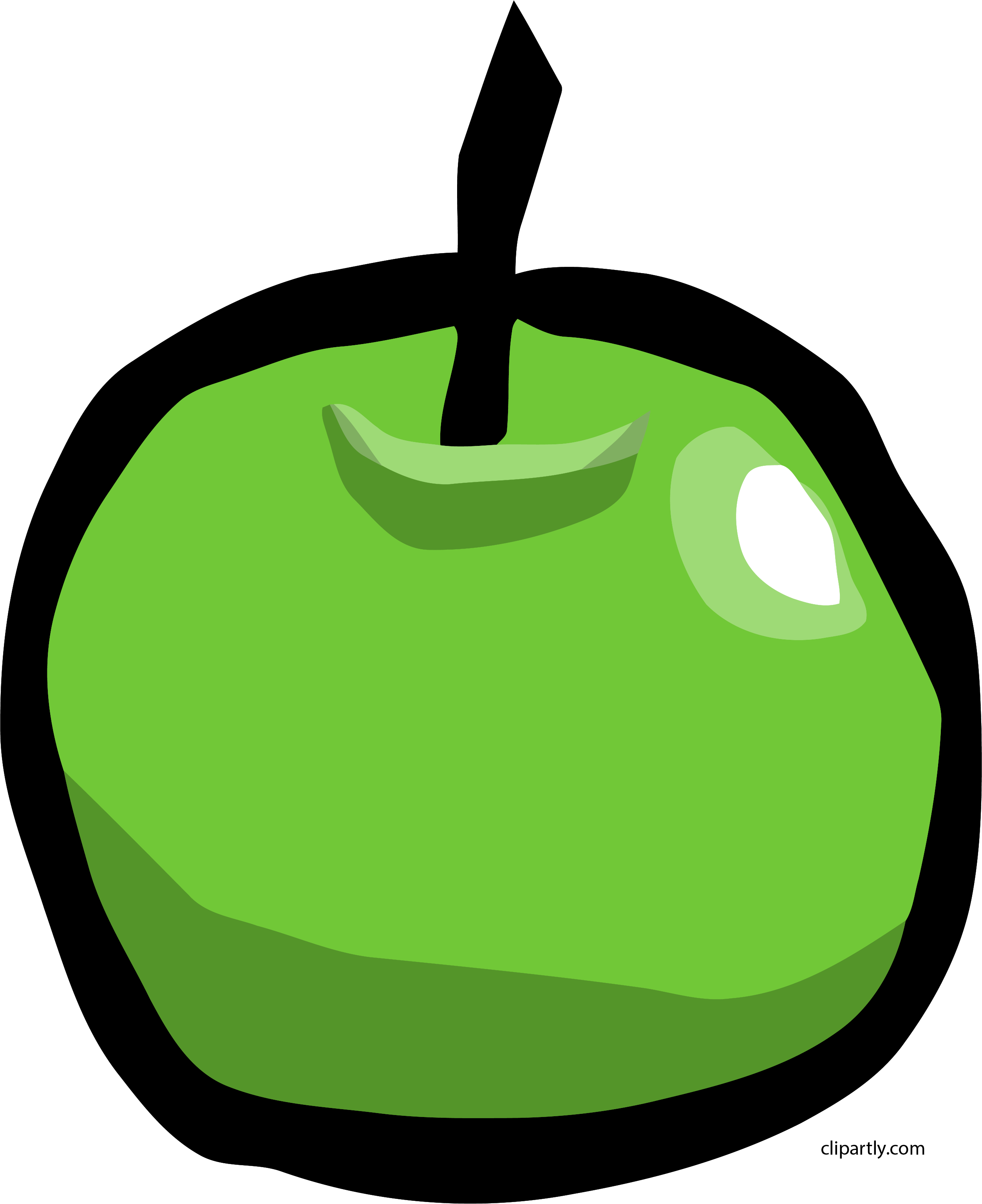 Green Apple Cartoon Illustration