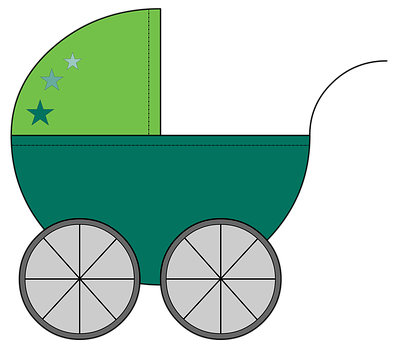 Green Baby Stroller Vector