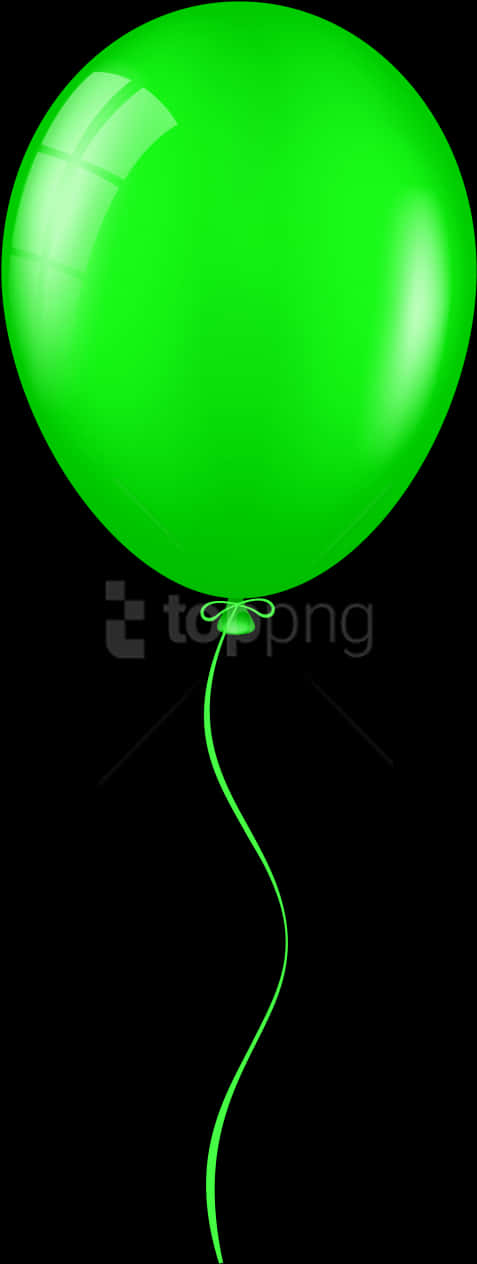 Green Balloon Black Background