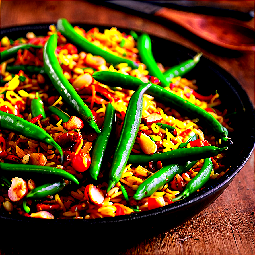 Green Bean And Almond Paella Png Dld39