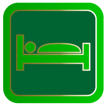 Green Bed Icon Sign