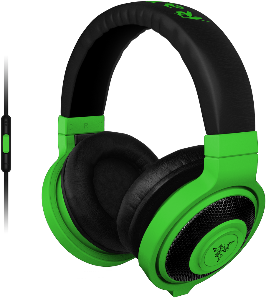 Green Black Over Ear Headphoneswith Mic