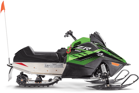 Green Black Snowmobile Profile View