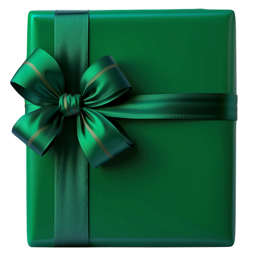 Green Box With Bow Png Aog98