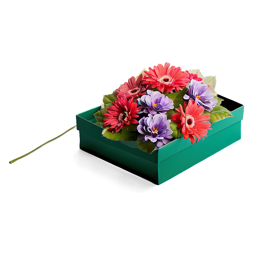 Green Box With Flowers Png Krv67