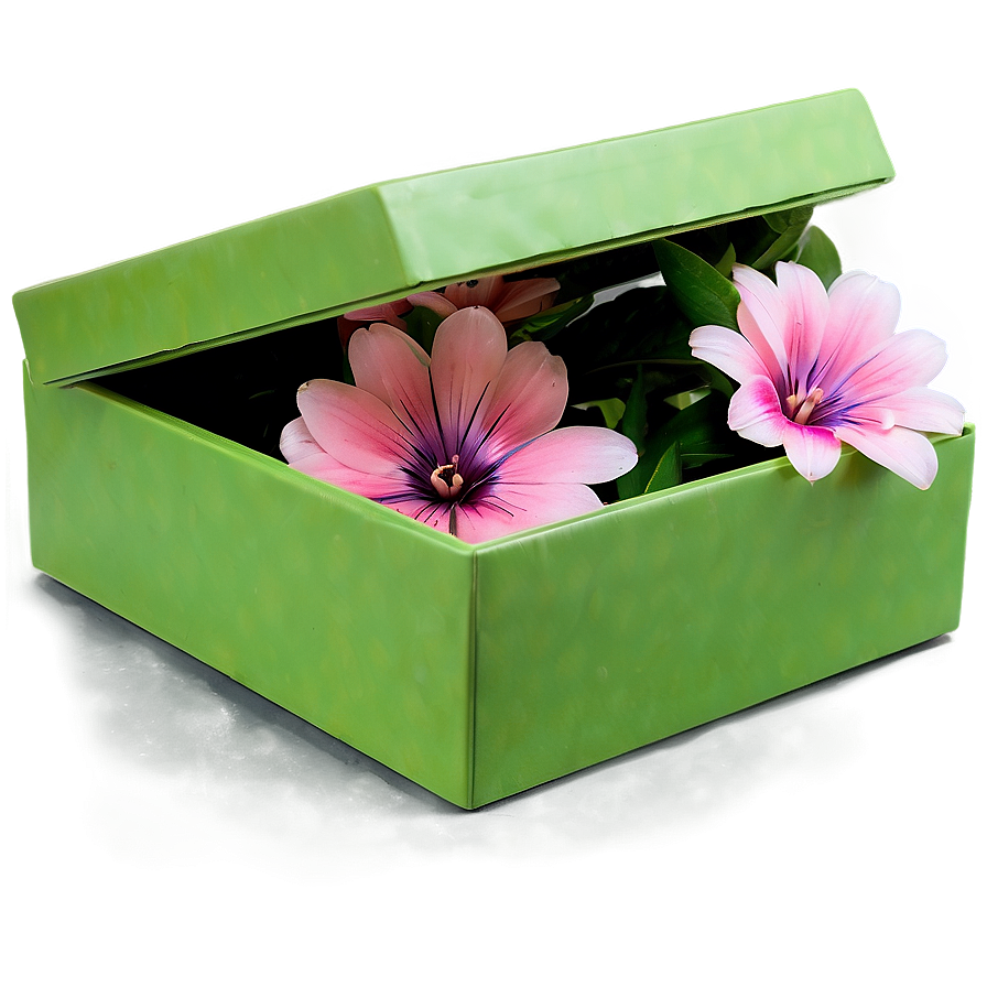 Green Box With Flowers Png Qkh97