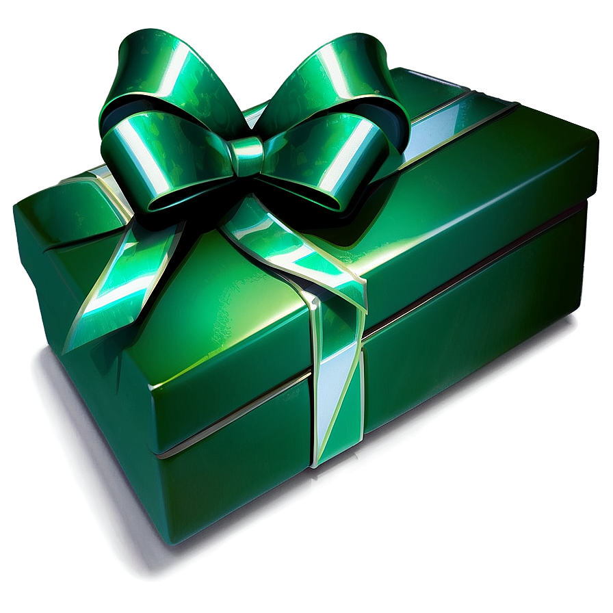 Green Box With Ribbon Png Uqs11