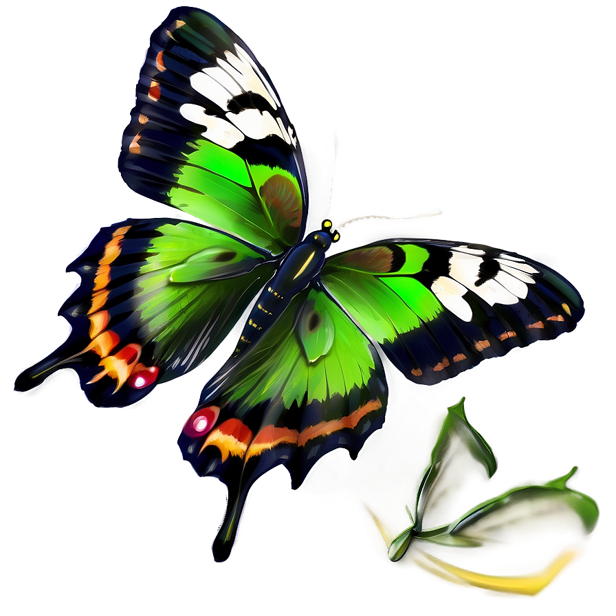 Green Butterfly In Garden Png 06202024