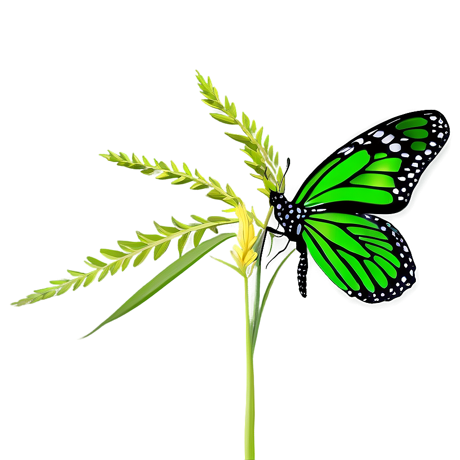 Green Butterfly In Grass Png Afv