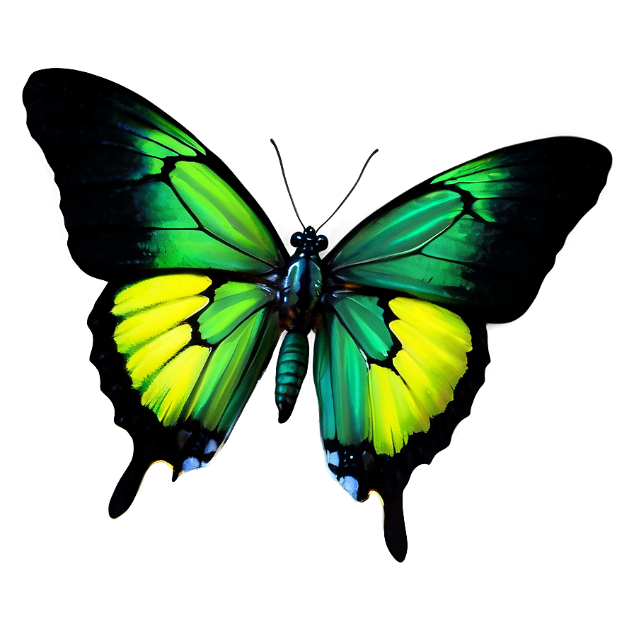 Green Butterfly On Black Background Png Ydj77