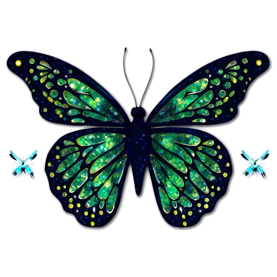 Green Butterfly With Glitter Png 49