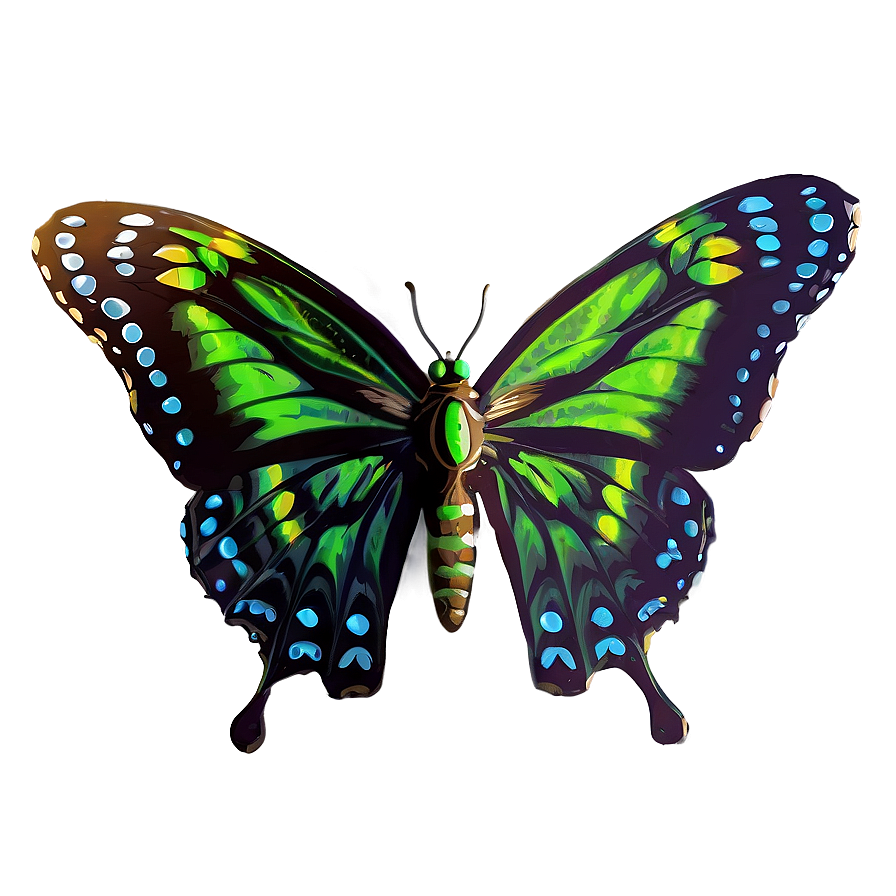 Green Butterfly With Open Wings Png Gdm91