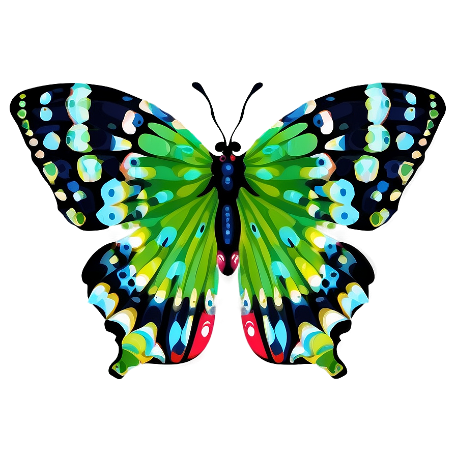 Green Butterfly With Pattern Png Wdf