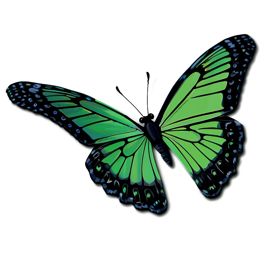 Green Butterfly With Shadow Png 24