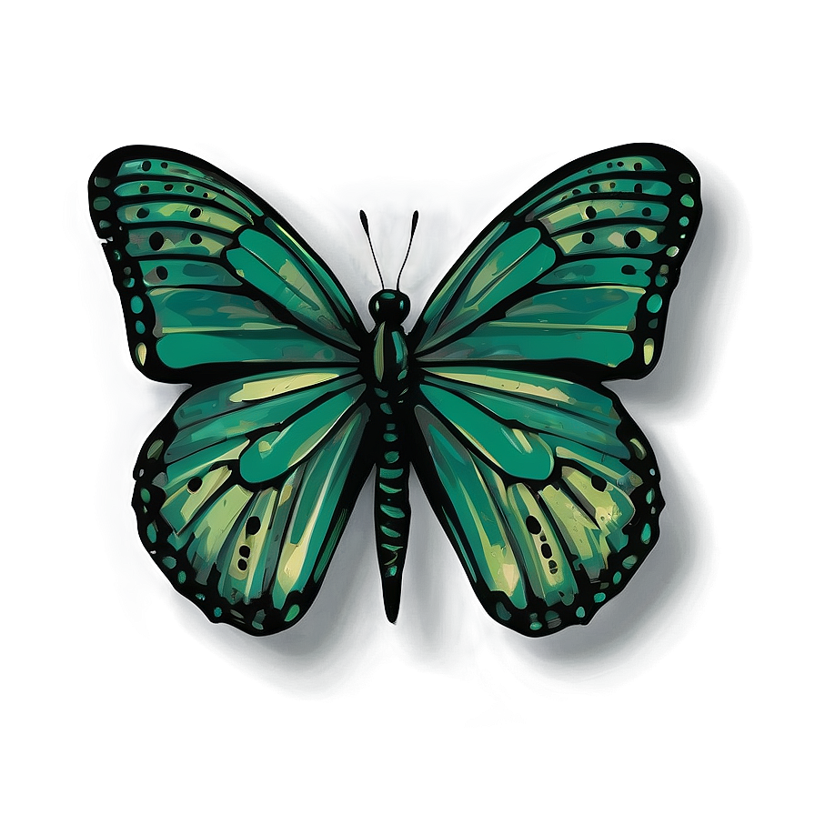 Green Butterfly With Shadow Png Tjk