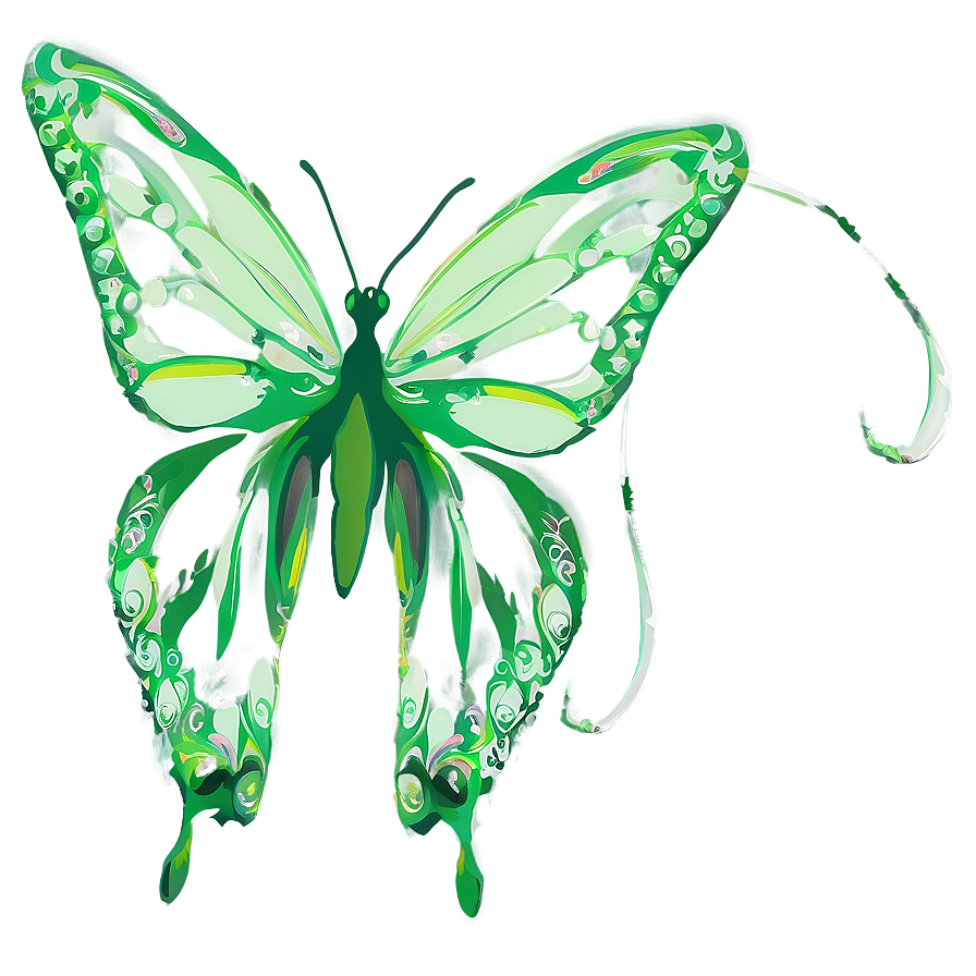 Green Butterfly With Text Space Png 44