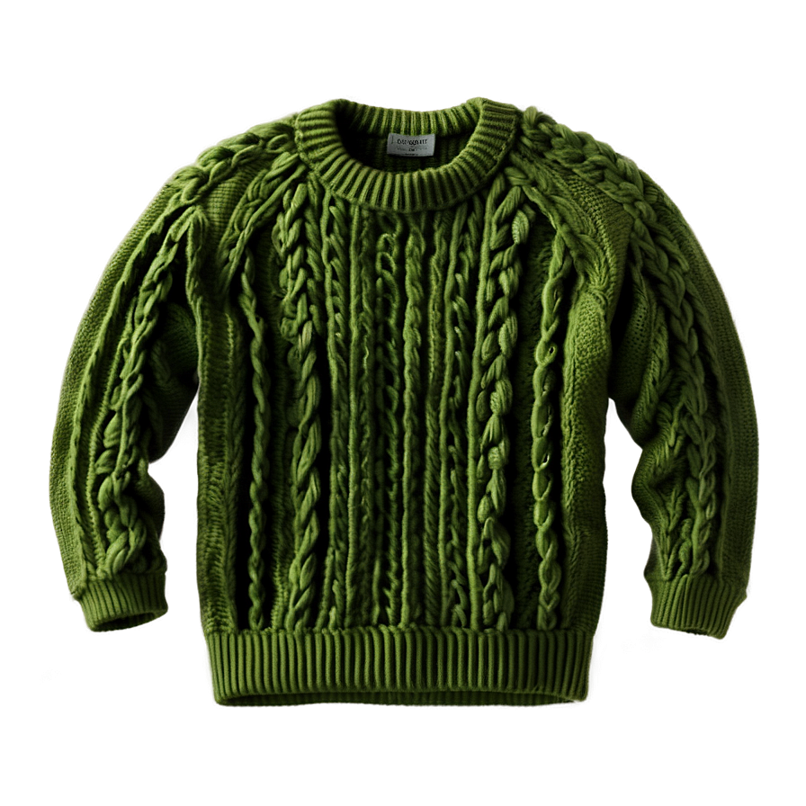 Green Cable Knit Sweater Png Umn55