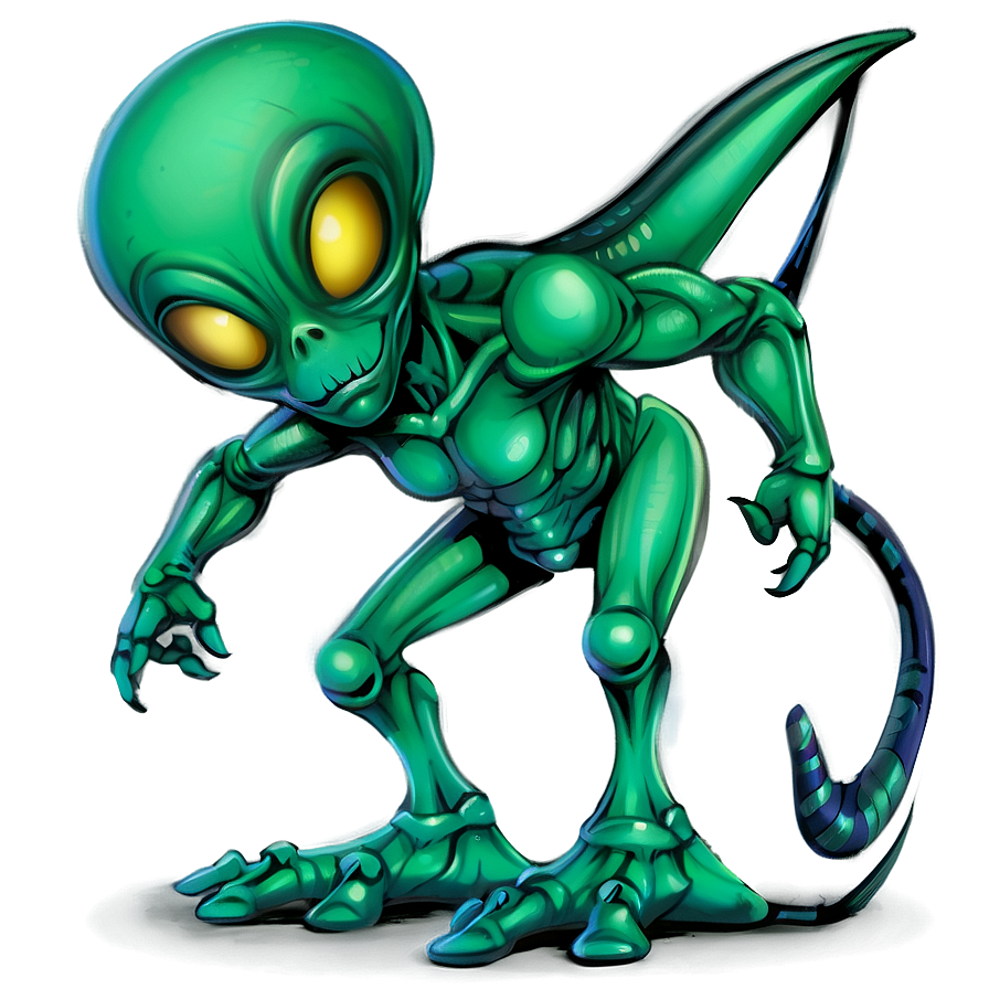 Green Cartoon Alien Png 76