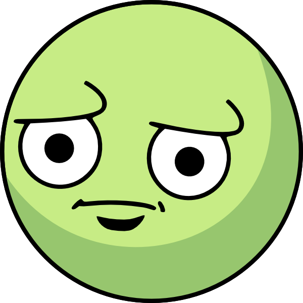 Green Cartoon Sad Face