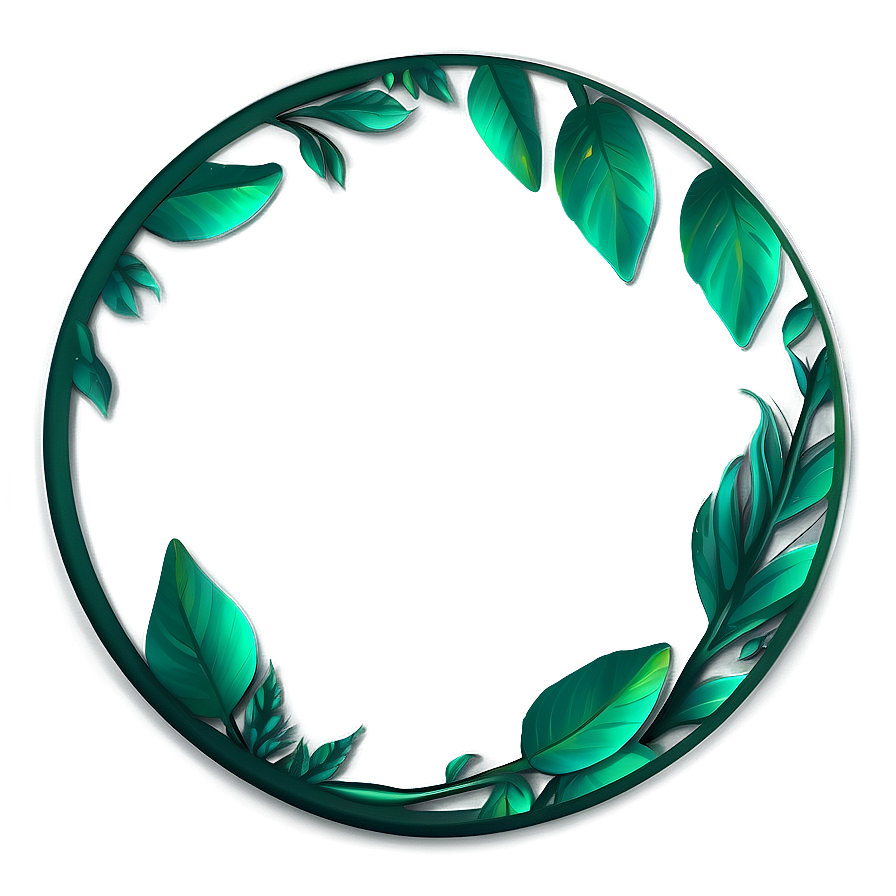 Green Circle With Leaves Png Pxk