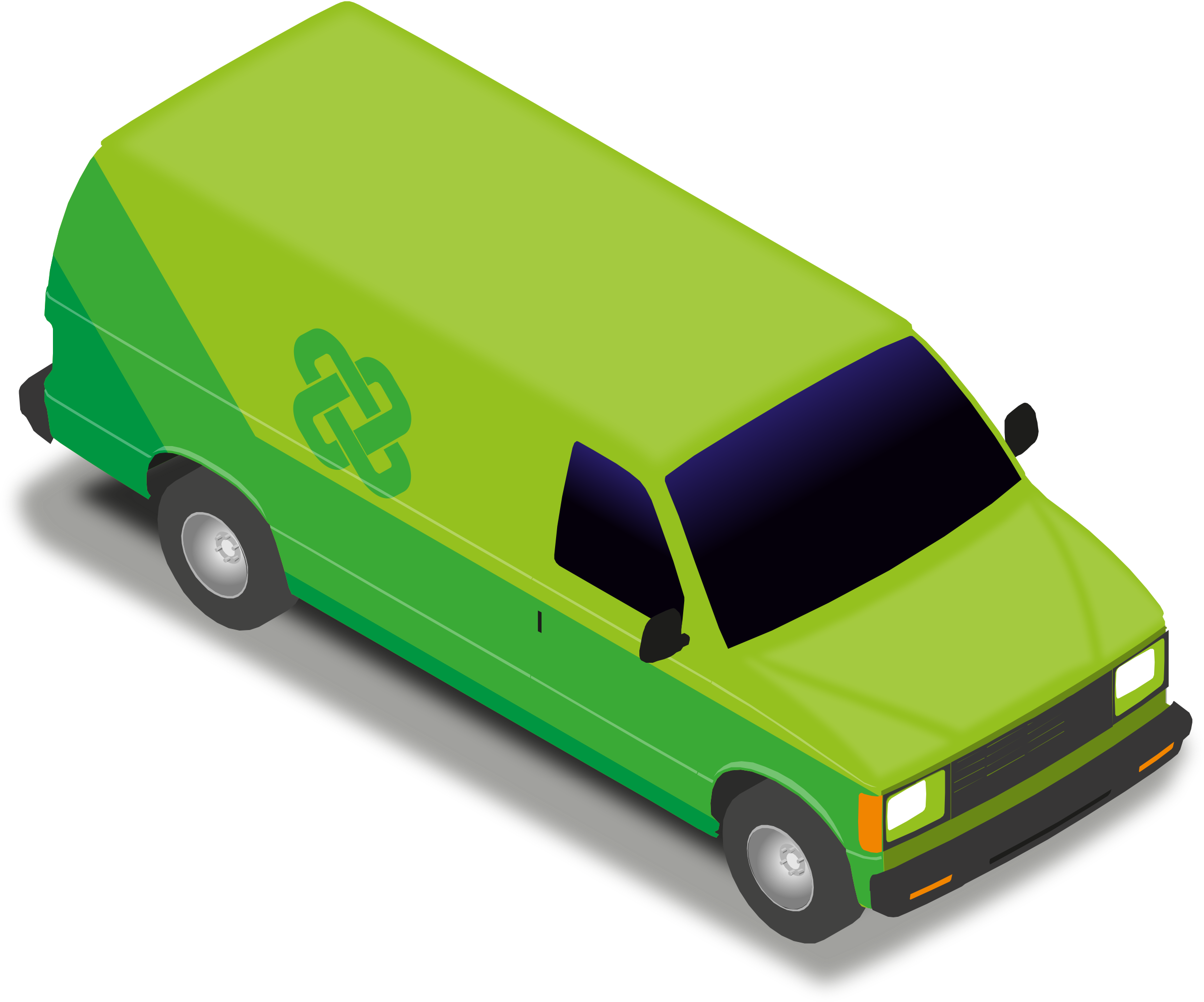 Green Delivery Van Isometric View