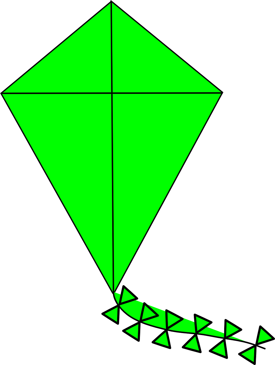 Green Diamond Kite With Tail