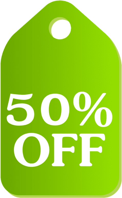 Green Discount Tag50 Percent Off