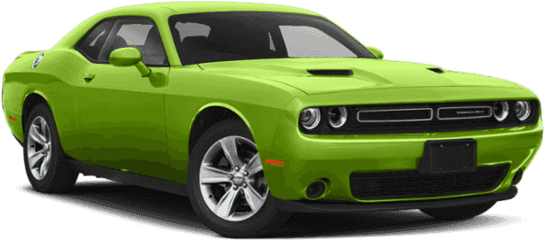 Green Dodge Challenger Side View