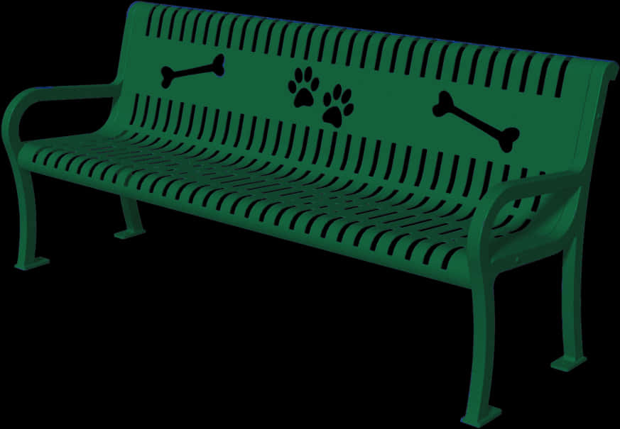 Green Dog Themed Park Bench