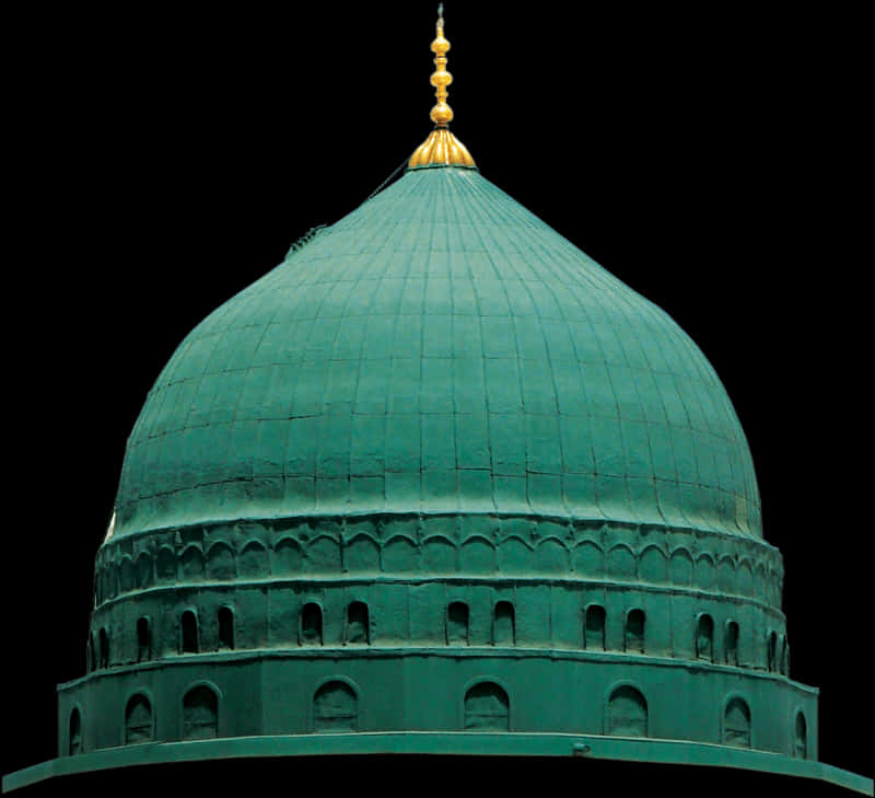 Green Domed Mosque Nighttime