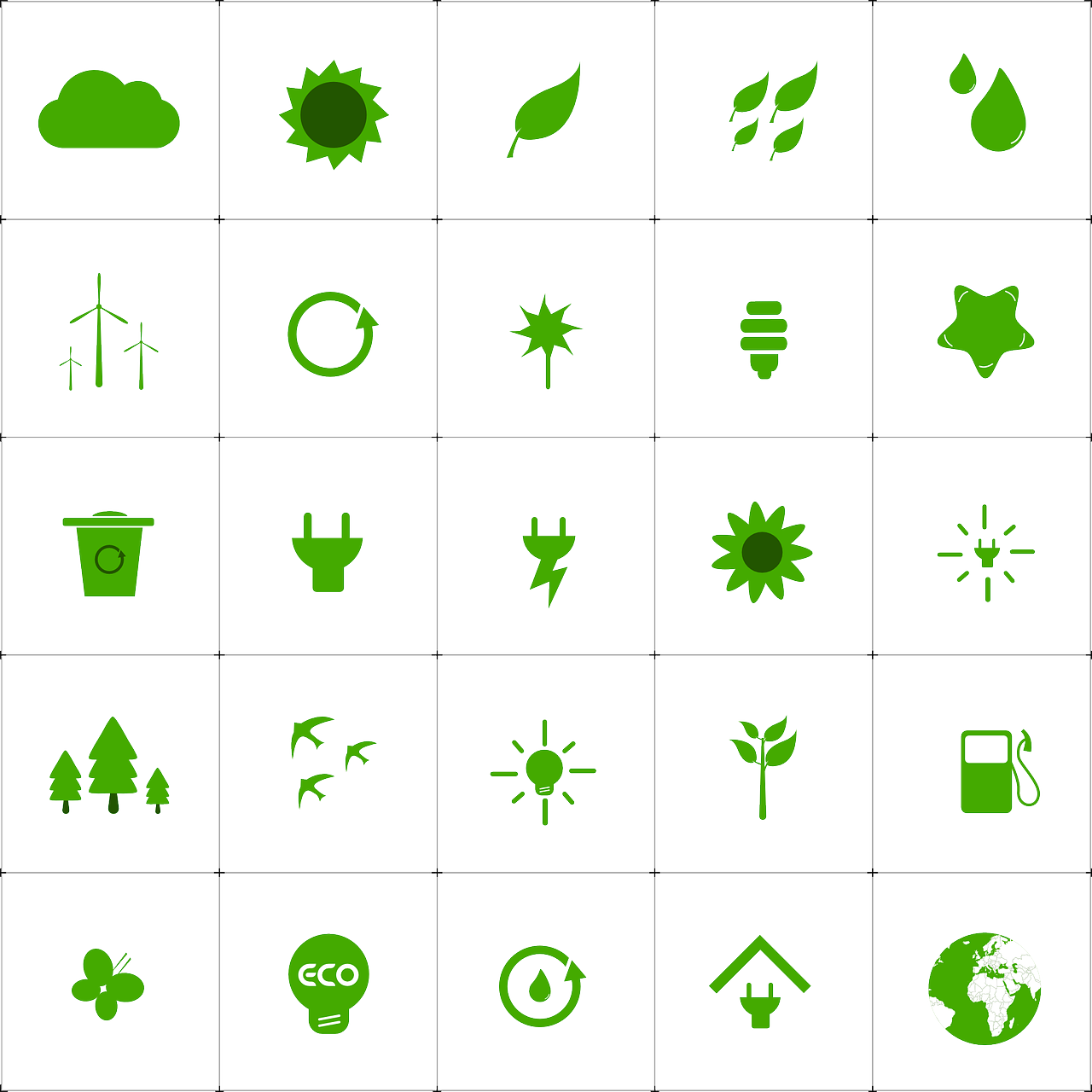 Green Eco Friendly Icons Set