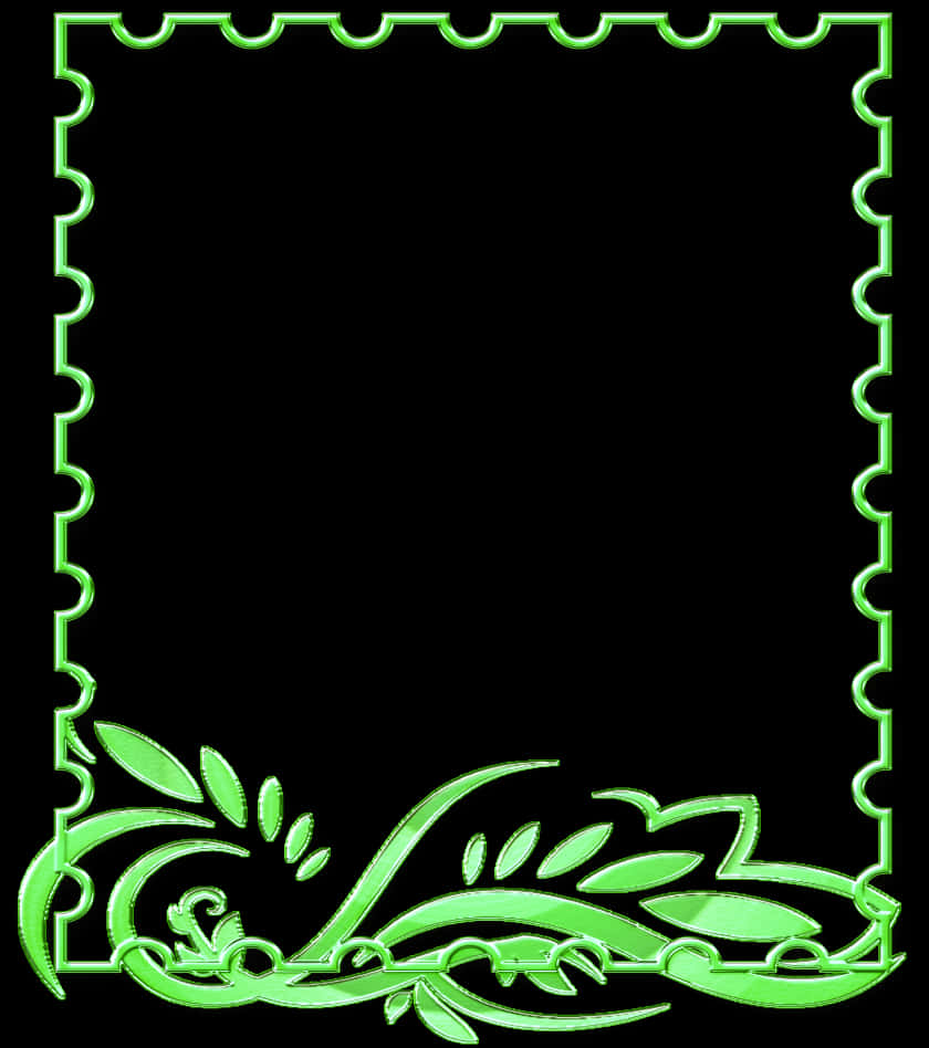 Green Floral Decorative Border