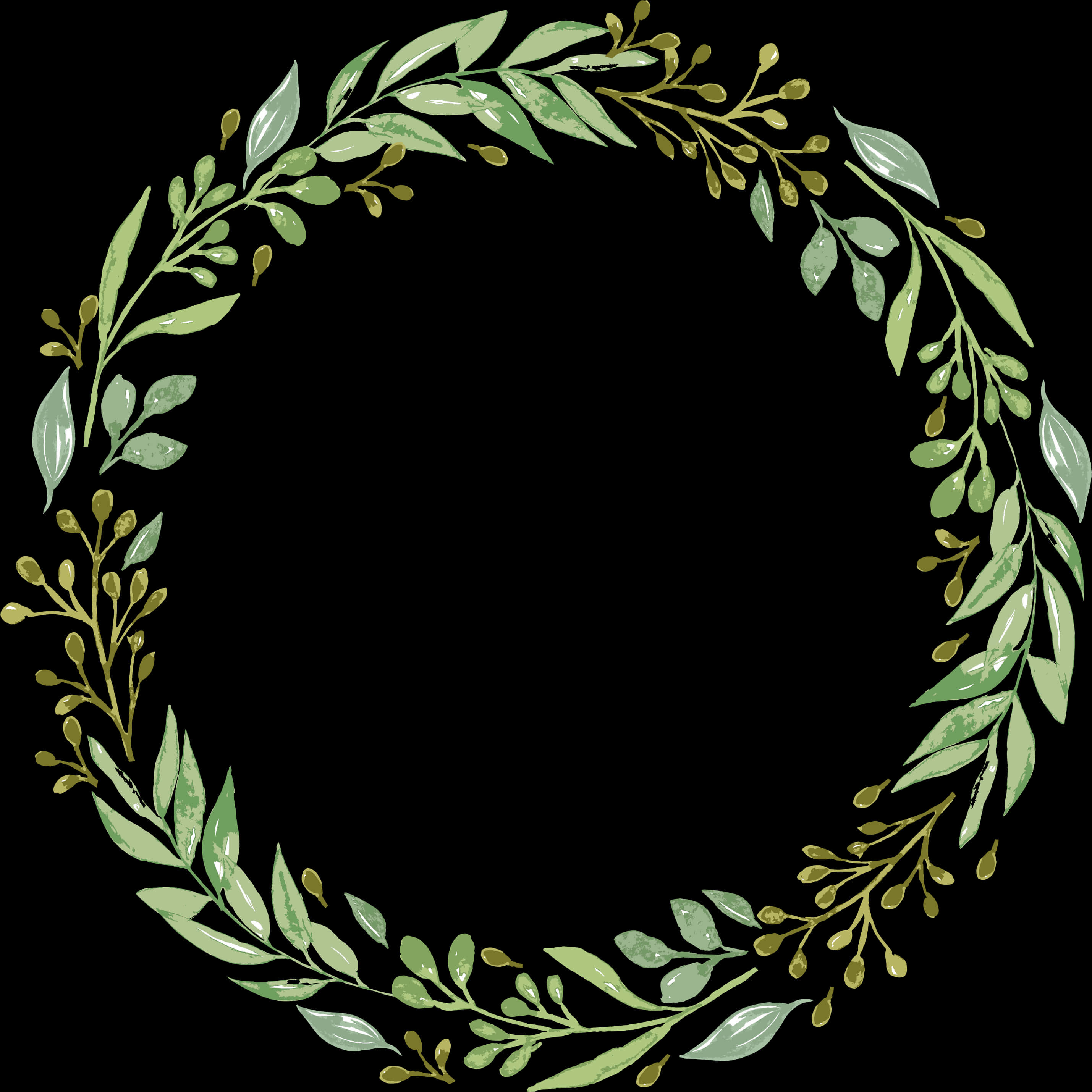 Green_ Foliage_ Wreath_ Illustration