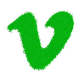 Green Furry Letter V