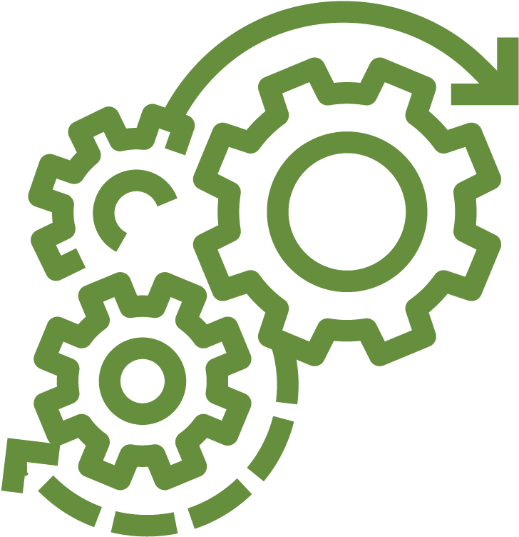 Green Gears Iconon Blue Background