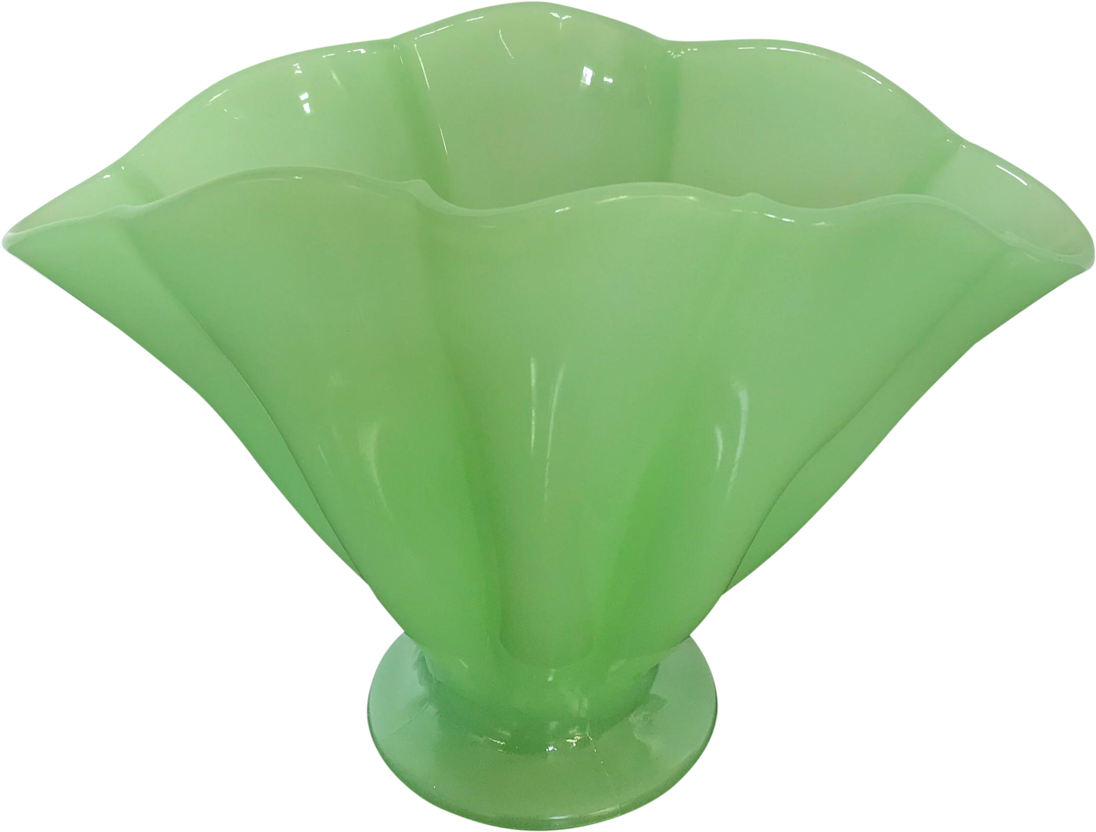 Green Glass Vase Fluted Design