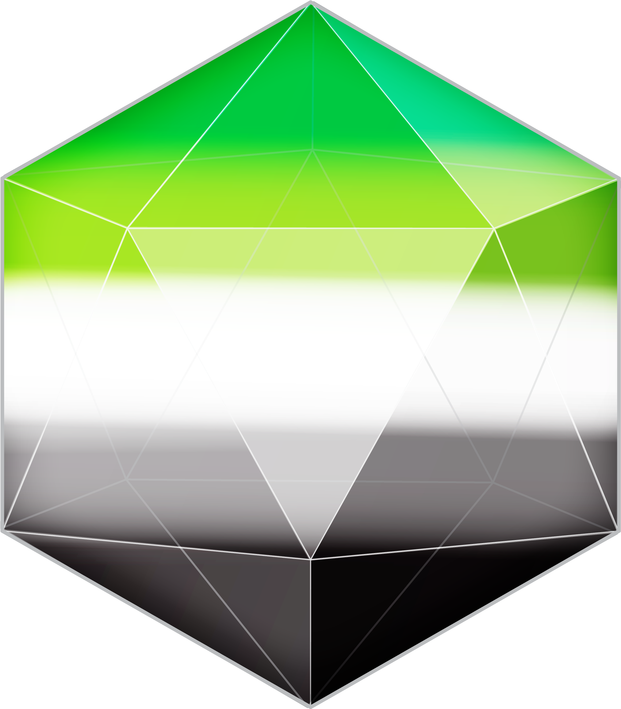 Green Gradient D20 Dice Vector