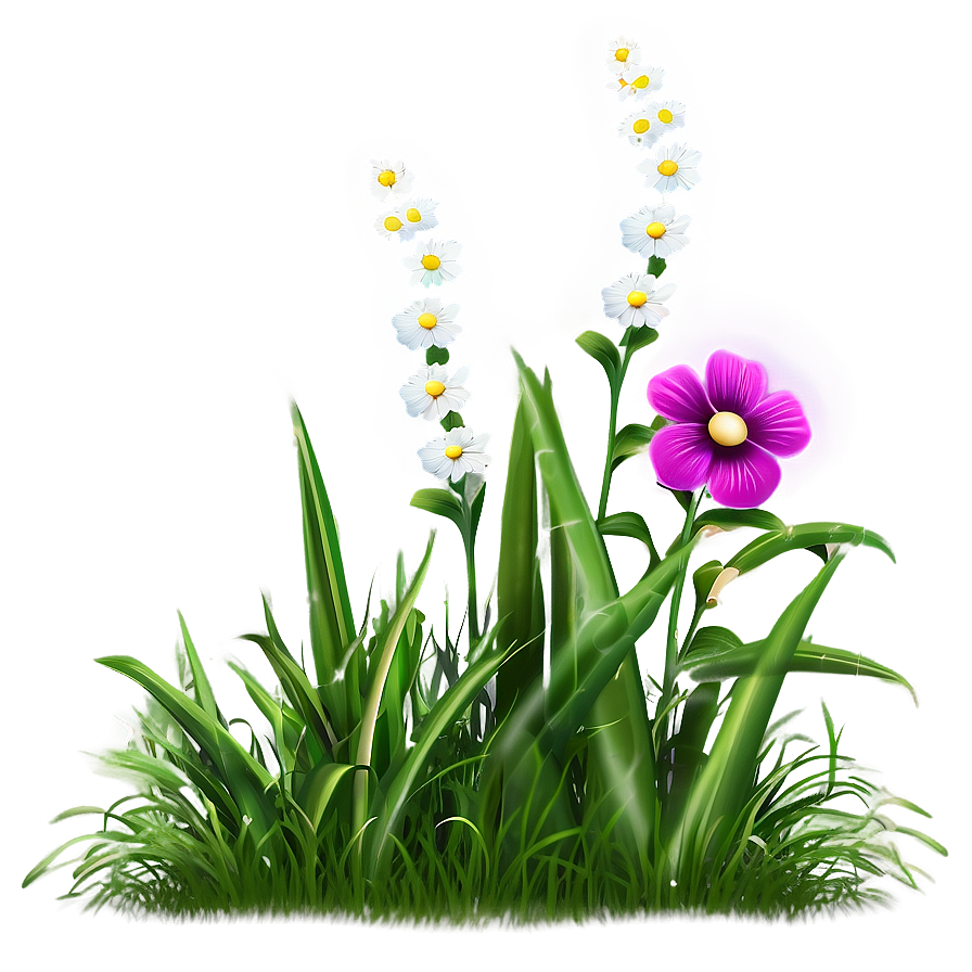 Green Grass With Flowers Png 61