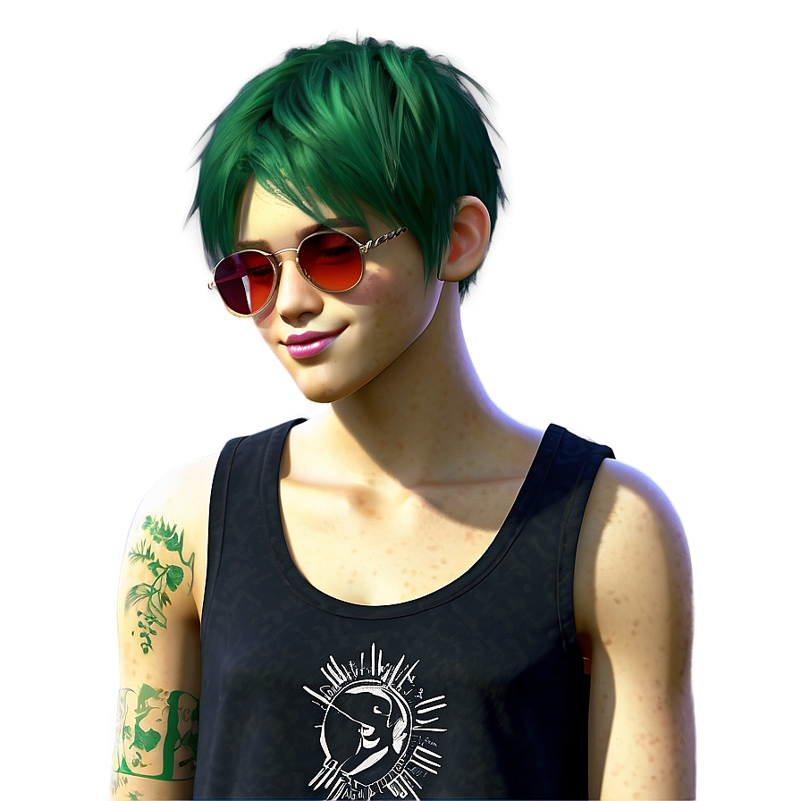 Green Hair Adventure Seeker Png Qgy24