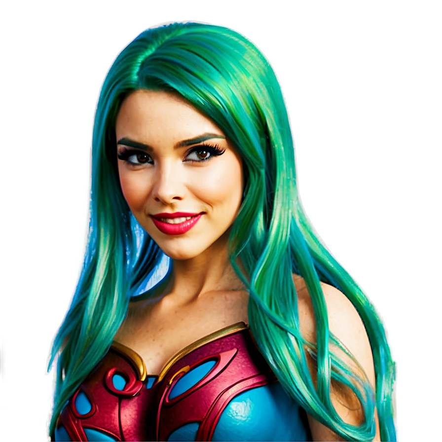 Green Hair Comic Hero Png 67